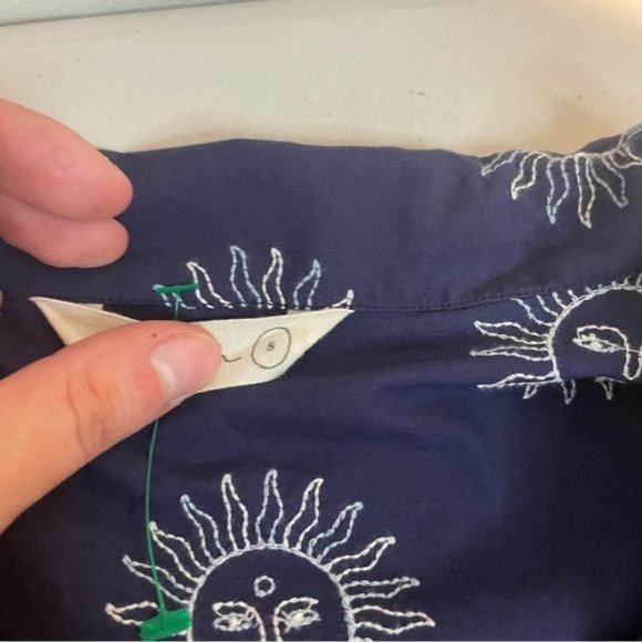 PRINTFRESH SUNRISE EMBROIDERED SUNSHINE COLLARED LONG SLEEVE BUTTON DOWN PAJAMA - Picture 2 of 2